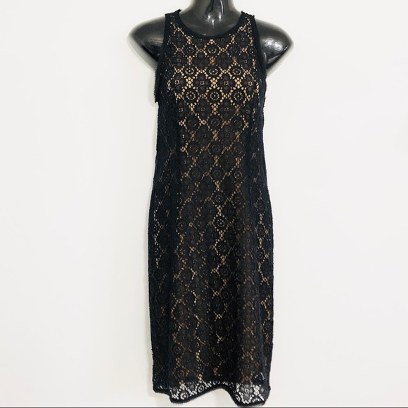 VINCE black nude silk lace fully lined shift dress - Picture 10 of 10